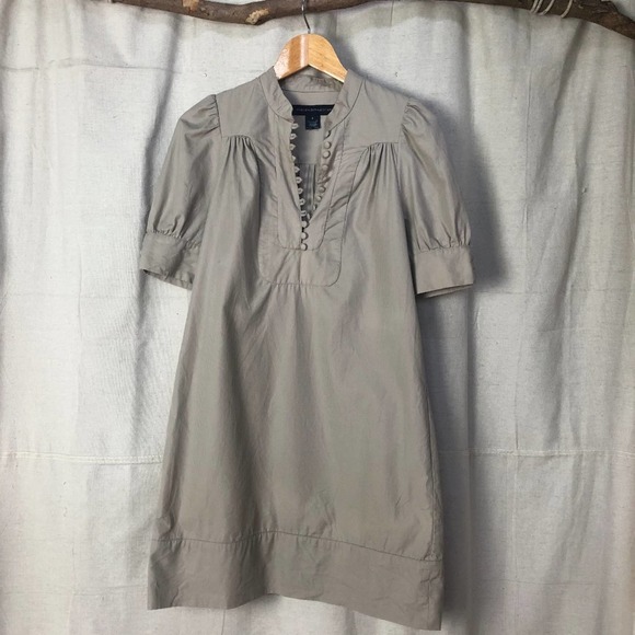 French Connection Dresses & Skirts - French Connection Beige Poof Sleeve Shift Dress